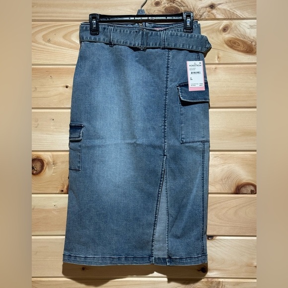 Juicy Couture Denim Pencil Skirt Asymmetrical Wash Size 28 - Picture 1 of 10